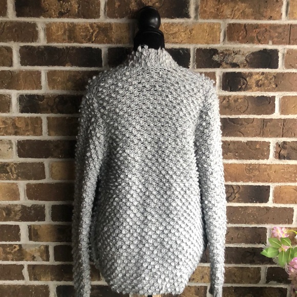 LOFT  Loop Stitch Cardigan Wool Gray - Picture 6 of 11